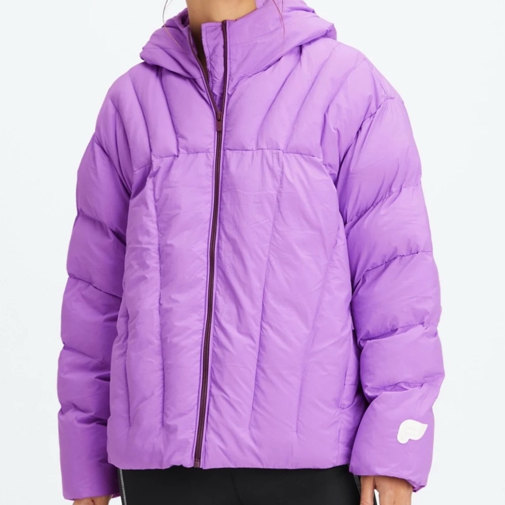 Fabletics Quilted Puffer Jacket Womens Small Purple Hooded Zip Winter
